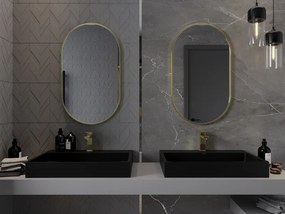 Mexen Loft Specchio da bagno ovale 85 x 50 cm, cornice oro spazzolato - 9851-085-050-000-50
