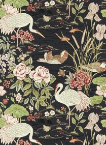 Sanderson Carta da parati Crane and Frog - Ink Black/ Multi