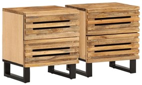 Comodini 2pz 40x34x46 cm in legno massello di mango