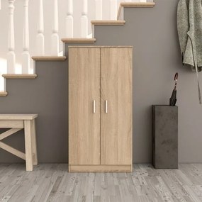 Mobile scarpiera H 108 rovere canadese in legno con 2 ante e 6 ripiani