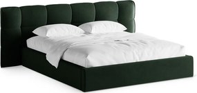 Letto matrimoniale imbottito verde scuro con contenitore con rete inclusa 180x200 cm Eric – Micadoni