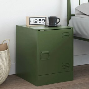 Comodino Verde Oliva 34,5x39x44 Cm İn Acciaio /