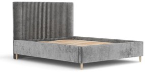 Letto matrimoniale imbottito grigio con contenitore con rete inclusa 180x200 cm Etero – Maison de Rêve