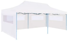 Tenda Pieghevole Pop-Up con Pareti Laterali 3x6m Acciaio Bianco