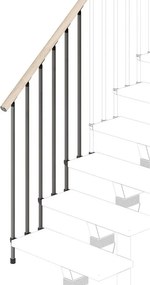 Balaustra in kit IRIS Vida 3GR in legno grigio antracite, corrimano in legno bianco, L 120 cm fissaggio a parete