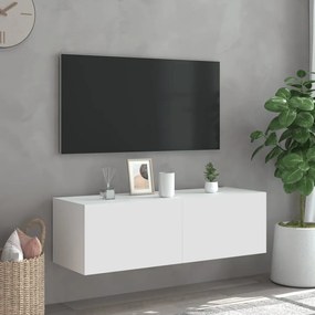 Mobile TV a Parete con Luci LED Bianco 100x35x31 cm