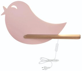 Applique LED per bambini con mensola BIRD LED/5W/230V rosa/legno