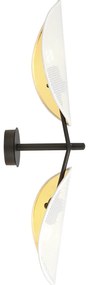 Applique 2 Luci Eridano A Braccio In Acciao Nero Bianco E Oro