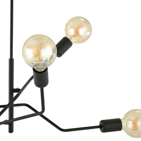 Sospensione Industrial 6 Luci Febe In Acciaio Nero E Bracci Regolabili