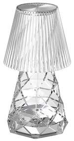 Lampada da tavolo in vetro trasparente con LED ricaricabile IP44 - Lola 20 Lux