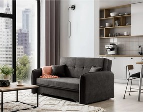 Divano grigio scuro allungabile/con contenitore e rivestimento in ciniglia 155 cm Laine – ELTAP