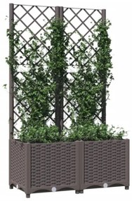 Fioriera da Giardino con Graticcio Marrone 80x40x136 cm in PP