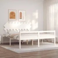 Giroletto con Testiera Bianco 6FT Super King in Legno Massello 3195562