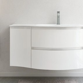 Struttura pensile da bagno Vague 1 cassetto 1 anta bianco brillante L 34 x H 55 x P 41 cm
