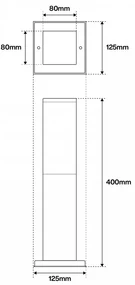 Paletto da Giardino 40cm, acciaio INOX, IK06, IP54, base E27 Base E27