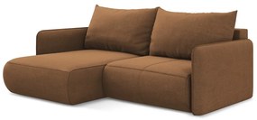 Divano angolare arancione allungabile/con contenitore (con penisola a sinistra) Nanea – Makamii