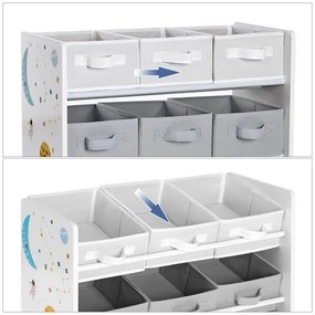 Portaoggetti per bambini con scatole in tessuto ANET blu/bianco