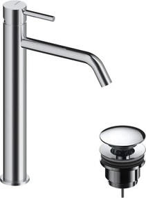 Rubinetto per lavabo collo alto LOOP cromo SANYCCES con piletta