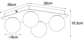 Plafoniera da bagno moderna bianca quadrata 4 luci - Cederic