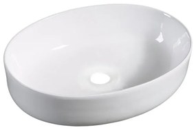 Lavabo da appoggio ovale piletta non inclusa in ceramica L 51.5 x H 15 x P 38 cm bianco lucido piletta non inclusa