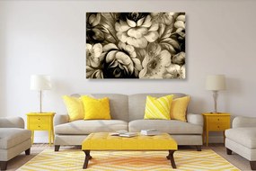 Quadro su tela – Mondo impressionista dei fiori in versione seppia