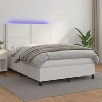 Giroletto Molle con Materasso e LED Bianco 140x190cm Similpelle 3135880