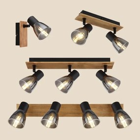 Globo 54307-2W - Faretto da parete CLAUDE 2xE14/40W/230V nero/legno