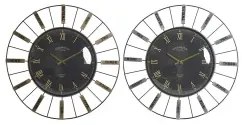 Orologio da Parete DKD Home Decor Cristallo Argentato Nero Dorato Ferro 70 x 7 x 70 cm (2 Unità)