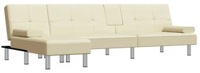 Divano letto a l crema 255x140x70 cm in similpelle