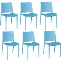 Sedie sala da pranzo set altea in plastica colore azzurro modello confort x 6