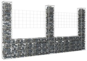 Cesto Gabbione A U Con 3 Pali İn Ferro 260x20x150 Cm /
