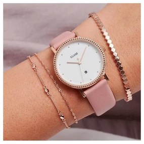 Orologio da donna con cinturino in pelle rosa Le Couronnement - Cluse