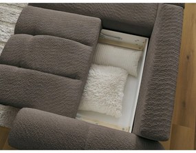 Divano angolare marrone allungabile/con contenitore (con penisola a sinistra/con chaise lounge) con rivestimento in bouclé Roxelane – Bobochic Paris