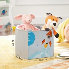 Libreria per bambini ANET con scatole in tessuto bianco