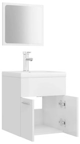 Set mobili da bagno bianco lucido in legno multistrato