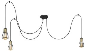 Lampadario a sospensione con filo TUBE 3xE27/10W/230V ragno nero/oro