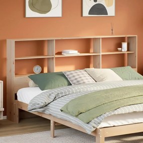 Testiera Con Scomparti 200 Cm İn Legno Massello Di Pino /