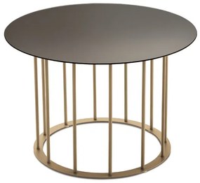 Tavolino tondo D60 cm con base in metallo Beige e piano in vetro Fumč MUTE