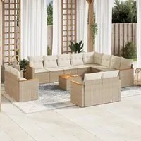 Set Divano da Giardino 13 pz con Cuscini Beige in Polyrattan 3258922