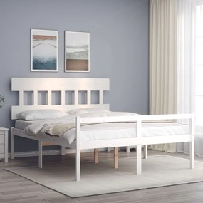 Letto per Anziani con Testiera Bianco 160x200 cm Legno Massello