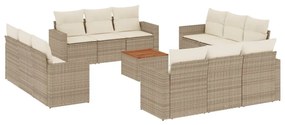 Set divano da giardino 13 pz con cuscini beige in polyrattan