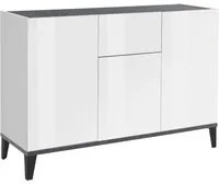 Madia 3 ante 1 cassetto per Soggiorno Moderna 120x40x82cm - ARTEMIS Colore: bianco lucido/ardesia