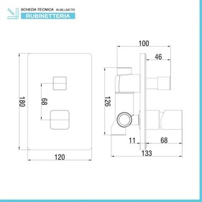 Set doccia da incasso con soffione a sbalzo 22x50 cm nero opaco Lotus