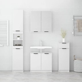 Set di mobili da bagno 4 pz bianco in legno multistrato