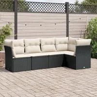 Set Divani da Giardino 5 pz con Cuscini in Polyrattan Nero 3249435