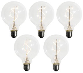 Set di 5 Lampadina LED E27 a filamento spirale dimmerabile G95 4W 270lm 2200K