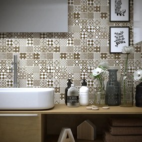 Mosaico in pietra Cementine bianco e sabbia opaco L 30 x L 30cm x Sp. 6 mm, 14 pezzi