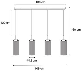 Lampada a sospensione Art Déco oro con vetro 4 luci - Laura