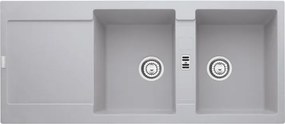 Lavello integrato 2 vasche in alluminio argento FRANKE Maris L 50 x L 116 cm, reversibile