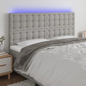 Testiera A Led Grigio Chiaro 160x5x118/128 Cm İn Tessuto /